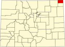 map of Colorado highlighting Sedgwick County