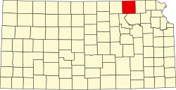 map of Kansas highlighting Marshall County