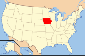 Map of the U.S. with Iowa highlighted