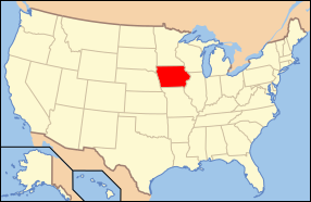 Map of USA with Iowa highlighted