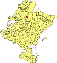 Localização do município de Odieta em Navarra