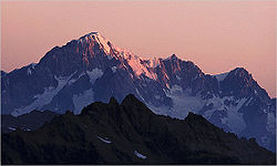 Mont Blanc, the highest mountain in Italy and Western Europe