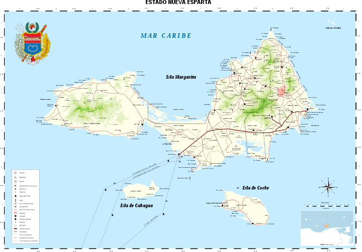 Карта Нуэва-Эспарты — одного из 23 штатов Венесуэлы