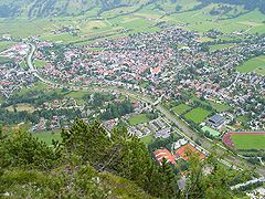 Oberammergau from the summit of the Kofel