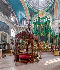 Inside-view of an Orthodox Church in Lithuania, with fresco and beautiful decorations