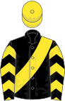 Black, Yellow sash, chevrons on sleeves, Yellow cap