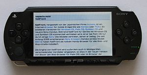 English: The PSP Web Browser on a PSP-1000, sh...