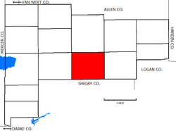 Location of Pusheta Township in Auglaize County
