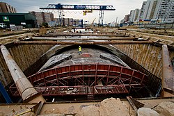 De bekistingsmachine van boven