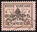 Timbre des Postes vaticanes avec, en surimpression la mention SEDE VACANTE MCMXXXIX (1939)