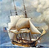 Detail of USS Constellation (from Capture of the French Frigate, L'Insurgente -Watercolor by Admiral John W. Schmidt, 1981) USS Constellation.jpg