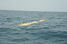 US Navy unmanned underwater vehicle. US Navy 110613-N-PB086-025 The Reliant unmanned underwater vehicle project is deployed during the 2011 Mine Countermeasures Science and Technology.jpg