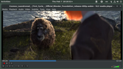 VLC 3.0.4 in Linux on GNOME Shell 3.30--playing Cosmos Laundromat, a short film by Blender Foundation, released at 2015-08.png