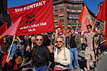 Första maj-demonstrationer i Stockholm på Kungsgatan (2012)