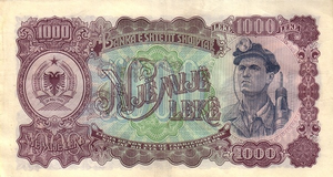 1000 lekë Albánie v roce 1949 Reverse.png