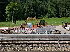 Kitzbühel, Bauarbeiten am Bahnsteiggleis 1