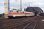 Deutsche Bundesbahn 111 158 with orange and white Rhine-Ruhr S-Bahn livery at Köln Hbf in 1985