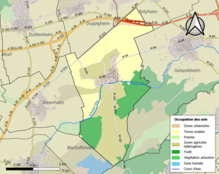 Carte en couleurs présentant l'occupation des sols.