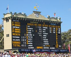 The Adelaide Oval cricket scoreboard during an Ashes Test in Australia Adelaide Scoreboard1206.jpg