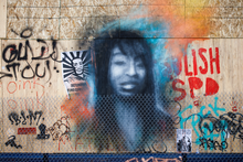 Mural of Charleena Lyles, who was killed in a 2017 police shooting, on the East Precinct building Bt-spd (50057534427).png