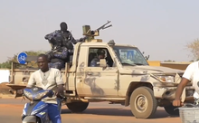 Burkinabe soldiers in the aftermath of the 2022 coup. Burkinasoldiersaftercoup.png