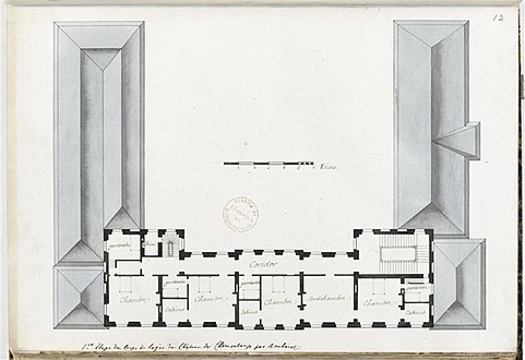 Plan of the deuxième étage (second floor), 1711 (Bibliothèque de l'Institut de France, Paris)