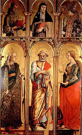 Triptyque de Montefiore : Ordre central, Marie Madeleine à la droite de saint Pierre apôtre.