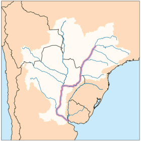 Bacia hidrográfica do Paraná com o mesmo em destaque.