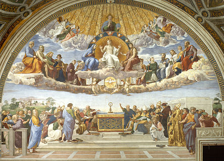 Disputation of the Holy Sacrament by Italian Renaissance artist Raphael, 1509-1510 Disputa del Sacramento (Rafael).jpg