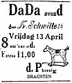 Advertentie Dada-avond Kurt Schwitters Drachten, 13 april 1923.