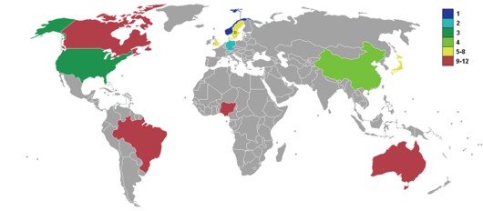 Qualifying countries and their results of the 1995 Women's World Cup FIFA Womens World Cup 1995.png