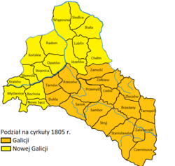 Буковинський округ Королівства Галичини та Володимирії: історичні кордони на карті