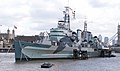 HMS Belfast repainted in Admiralty camouflage