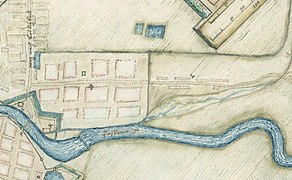 Heinrich Thome 1626. Pierwotny bieg Lipówki i kanał wokół Nowego Miasta