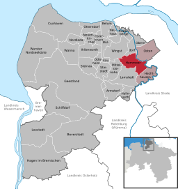 Läget för staden Hemmoor i Landkreis Cuxhaven