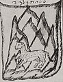 Boceto del escudo de Osetia por Vakhushti Bagrationi (s. XVIII)
