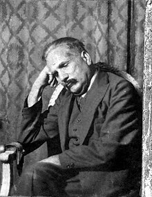 Muhammad Iqbal, then president of the Muslim League in 1930 and address deliverer Iqbal 2.jpg