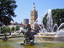 J.C. Nichols Memorial Fountain, by Henri-Leon Greber, is in Mill Creek Park, adjacent to Country Club Plaza. JC Nichols Fountain by Henri-Leon Greber Kansas City.jpg