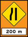 Temporary narrow roads on the left in 200 metres