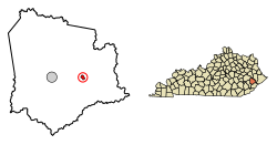 Location in Knott County, Kentucky