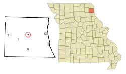 Location of Monticello, Missouri