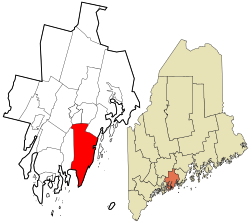 布里斯托在林肯縣的位置（以紅色標示）