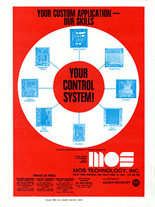 A 1973 MOS Technology advertisement highlighting their custom integrated circuit capabilities MOS Technology ad April 26 1973.jpg