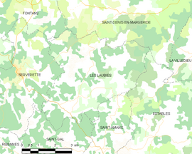 Mapa obce Les Laubies
