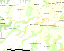 Mapa obce Saint-Vincent