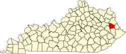Karte von Johnson County innerhalb von Kentucky