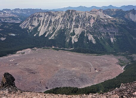 Winthrop Glacier terminus and Old Desolate seen from Burroughs Mountain