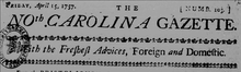 Вестник Северной Каролины, 15 апреля 1757 г. pg1.png
