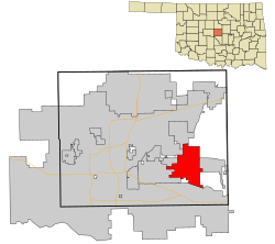 Location in Oklahoma County and the state of Oklahoma