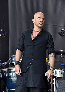 Pascal Obispo při koncertu SOS Racisme, 14. červenec 2011, Paříž